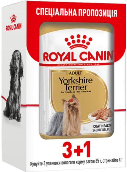 Влажный корм Royal Canin Польша для взрослых собак Yorkshire Adult 3+1