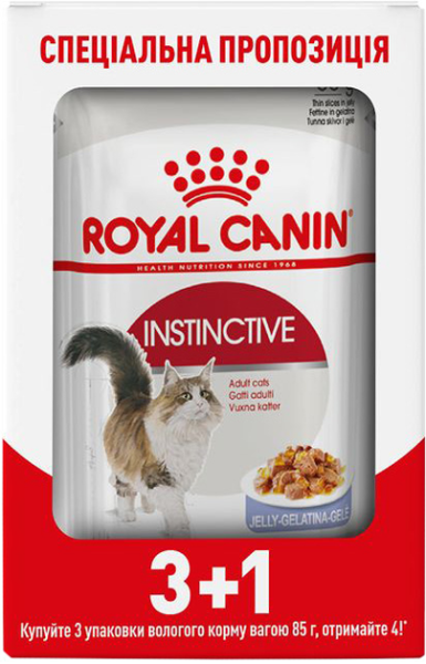 Влажный корм Royal Canin Польша для взрослых кошек Instinctive In Jelly 3+1