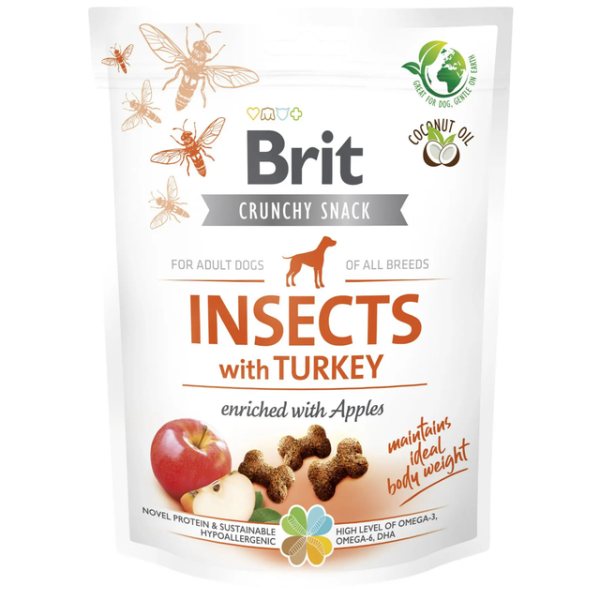 Лакомство Care Brit Crunchy Snack Insects для поддержания веса с насекомыми, индейкой и яблоком
