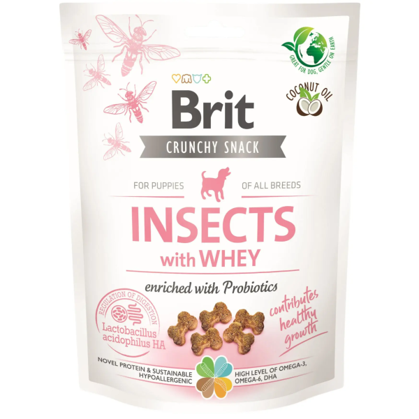 Лакомство Care Brit Crunchy Snack Insects для роста щенков с насекомыми, сывороткой и пробиотиком