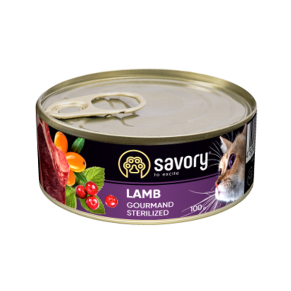 Вологий корм Savory Чехія для стерилізованих котів з ягням