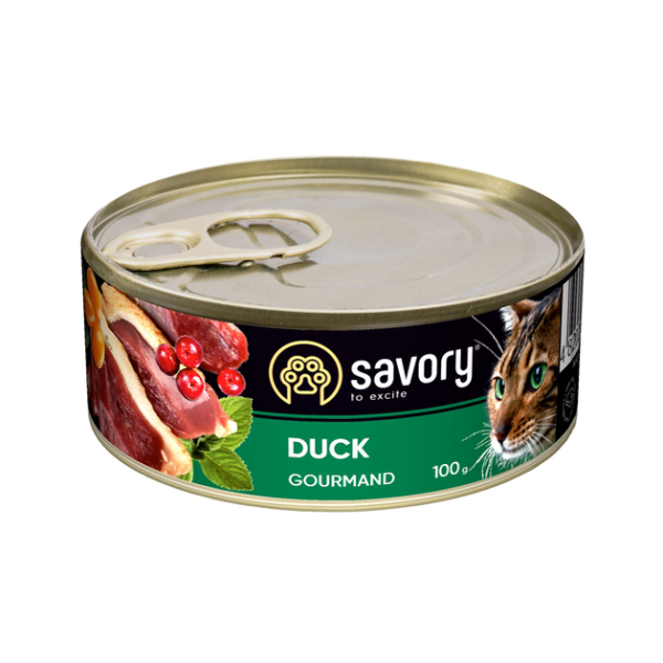 Вологий корм Savory Чехія для дорослих вибагливих котів з качкою