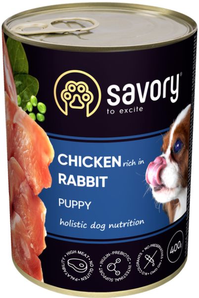 Влажный корм Savory Чехия для щенков всех пород с Курицей и Кроликом
