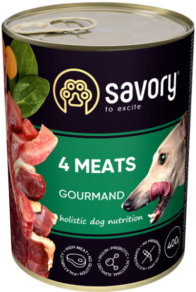 Влажный корм Savory Чехия для взрослых собак всех пород с 4 видами мяса