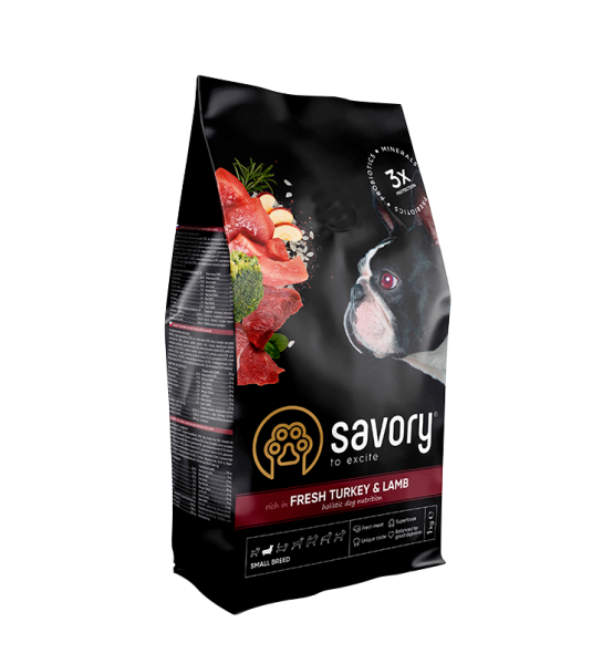 Сухий корм Savory Чехія для собак малих порід зі свіжим ягням та індичкою