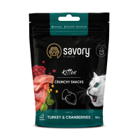 Лакомство Savory Чехия хрустящие для здорового роста котят индейка и клюква