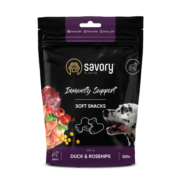 Ласощі Savory Чехія мякі для зміцнення імунітету собак, качка та шипшина