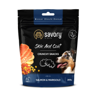Лакомство Savory Чехия хрустящие для здоровья кожи и шерсти собак лосось и бархатцы