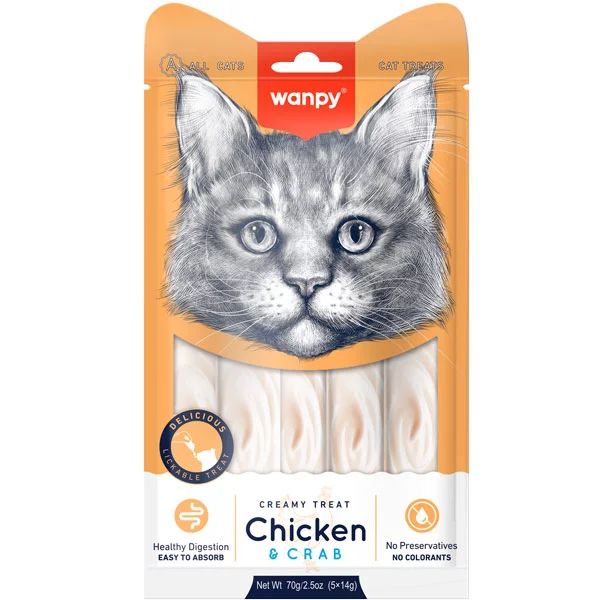 Ласощі Wanpy Китай Рідкі для котів курка з крабом