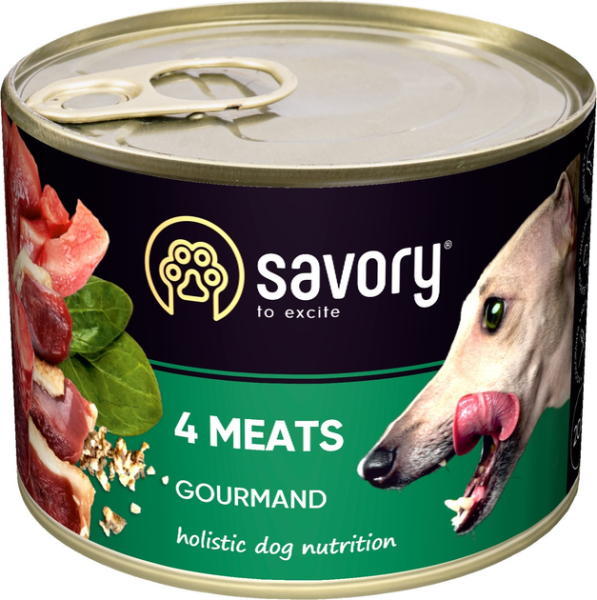 Вологий корм Savory Чехія для дорослих собак усіх порід з 4 видами мяса