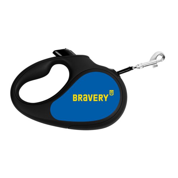 WAUDOG Україна Повідець-рулетка для собак R-leash, малюнок "Сміливість", світловідбиваюча стрічка, чорний
