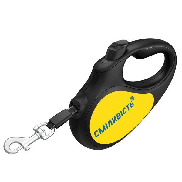 WAUDOG Украина Поводок-рулетка для собак R-leash, рисунок "Смелость", светоотражающая лента, черный