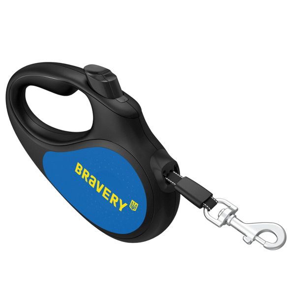 WAUDOG Украина Поводок-рулетка для собак R-leash, рисунок "Смелость", светоотражающая лента, черный