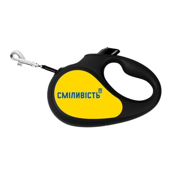 WAUDOG Украина Поводок-рулетка для собак R-leash, рисунок "Смелость", светоотражающая лента, черный