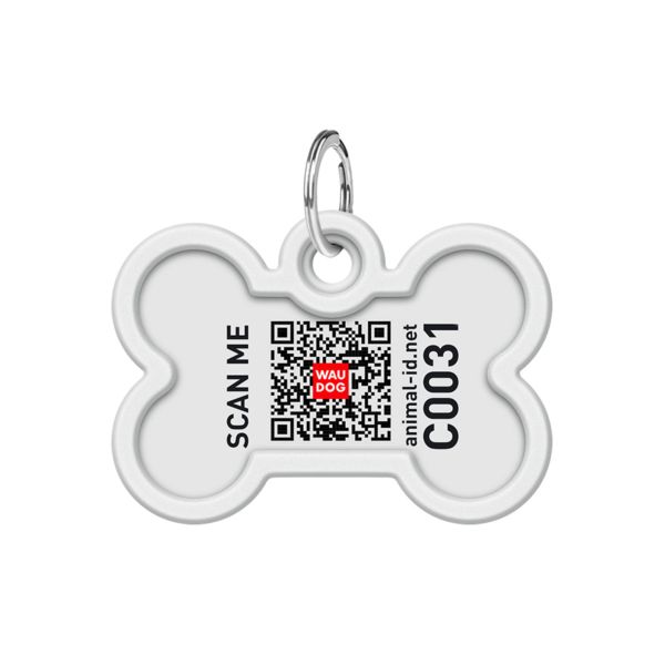 WAUDOG Украина Адресник для собак и кошек металлический Smart ID с QR паспортом, рисунок "Знамя", кость