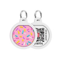 WAUDOG Украина Адресник для собак и кошек металлический Smart ID с QR паспортом, рисунок "Маршмеллоу", круг