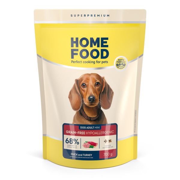 Сухий корм Home Food Україна беззерновий гіпоалергенний для собак малих порід з качкою та індичкою