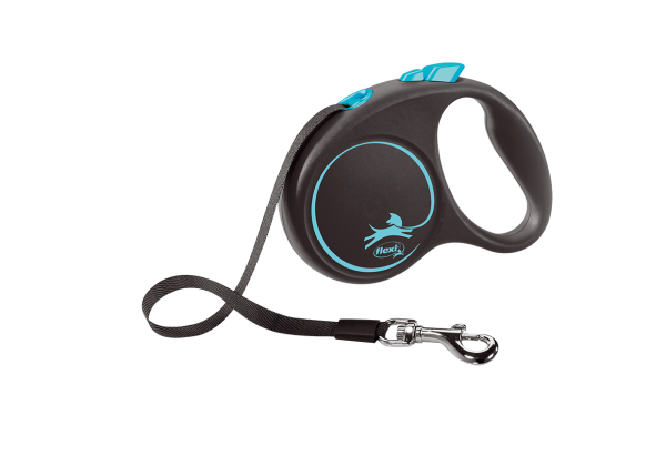 Flexi Німеччина Повідець-рулетка Black Design, стрічка, блакитний