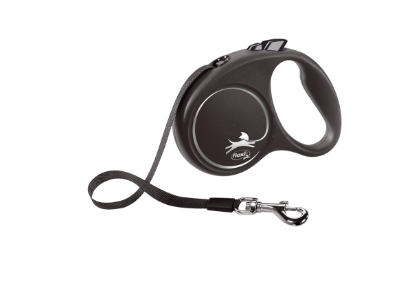 Flexi Німеччина Повідець-рулетка Black Design, стрічка, срібний