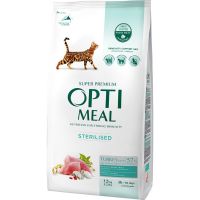 Сухой корм Optimeal Cat Adult Sterilised для стерилизованных кошек с индейкой и овсом