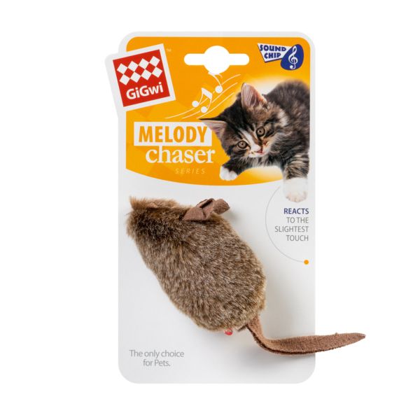 GiGwi Китай Игрушка для кошек Мышка с электронным чипом Melody chaser, искусственный мех
