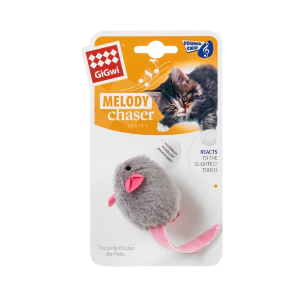 GiGwi Китай Игрушка для кошек Мышка с электронным чипом Melody chaser, искусственный мех