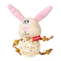 GiGwi Китай Игрушка для кошек Зайчик с плетеным мячиком и колокольчиком Catch&scratch, полиэстер