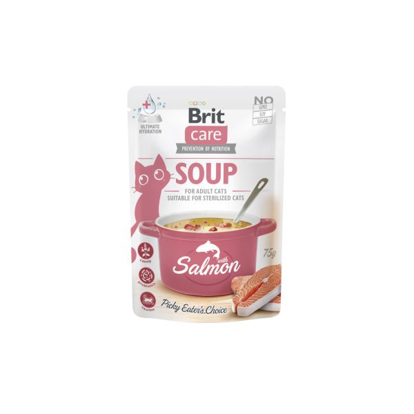 Влажный корм Care Brit для кошек суп с кусочками лосося