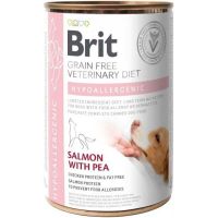 Влажный корм VetDiets Brit Grain Free Hypoallergenic для собак с пищевой аллергией или непереносимостью с лососем и зеленым горошком