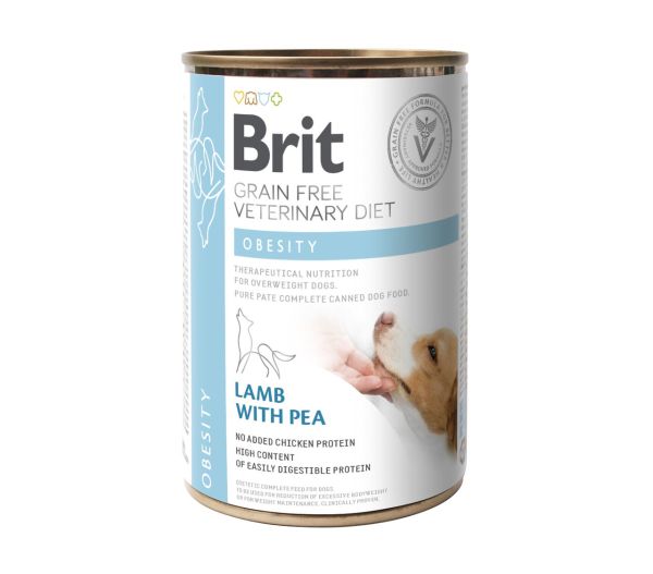 Влажный корм VetDiets Brit Grain Free Obesity для собак при ожирении и избыточном весе с ягненком и зеленым горошком