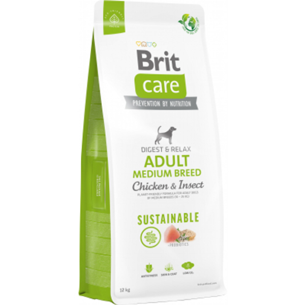 Сухий корм Brit Чехія Sustainable Adult Medium Breed для дорослих собак середніх порід з куркою та комахами