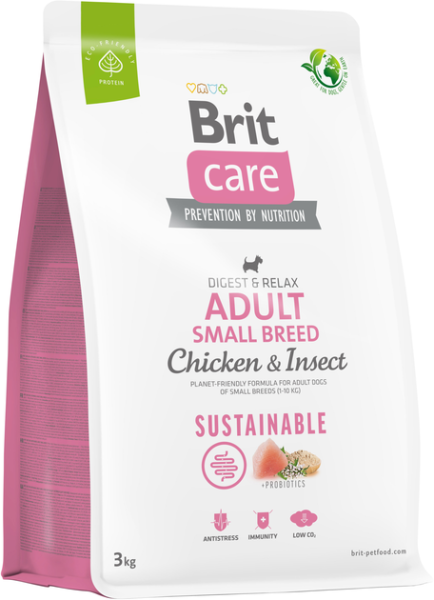 Сухий корм Care Brit Sustainable Adult Small Breed для собак малих порід з куркою та комахами