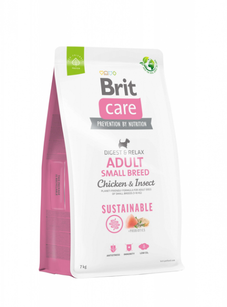 Сухой корм Care Brit Sustainable Adult Small Breed для собак малых пород с курицей и насекомыми