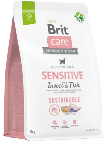 Сухой корм Care Brit Sustainable Sensitive для собак с чувствительным пищеварением с рыбой и насекомыми