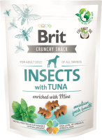 Лакомство Care Brit Crunchy Snack Insects для собак с эффектом свежести дыхания со вкусом насекомых, тунца и мяты