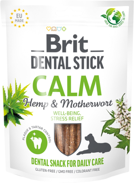 Ласощі Care Brit Dental Stick Calm для дорослих собак для заспокоєння з коноплею та пустирником