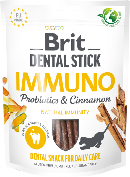 Ласощі Care Brit Dental Stick Immuno для дорослих собак для зміцнення імунітету з пробіотиками та корицею