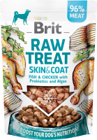 Лакомство Care Brit Raw Treat Skin and Coat Freeze-dried для взрослых собак с эффектом улучшения состояния кожи и шерсти со вкусом рыбы и курицы