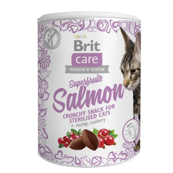 Ласощі Care Brit Superfruits Snack для дорослих стерилізованих котів з лососем, шипшиною та журавлиною