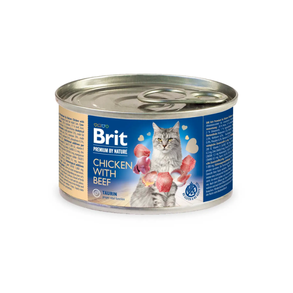 Влажный корм Premium Brit для кошек с курицей и говядиной