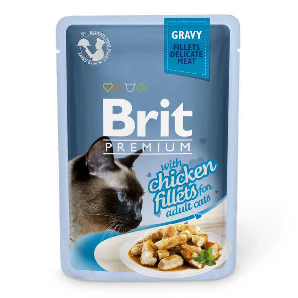 Влажный корм Premium Brit Fillets для кошек из филе курицы в соусе