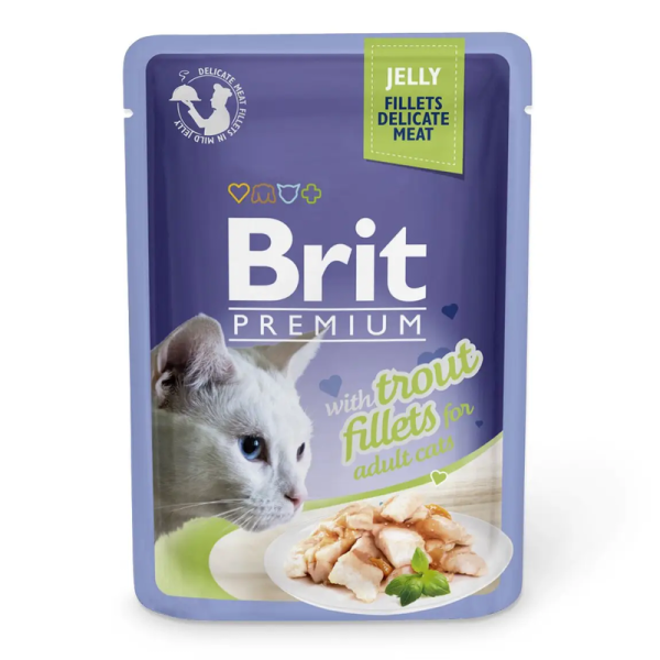 Влажный корм Premium Brit Fillets для кошек из филе форели в желе