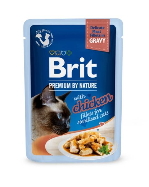 Влажный корм Premium Brit Delicate Fillets для стерилизованных кошек из филе курицы в соусе