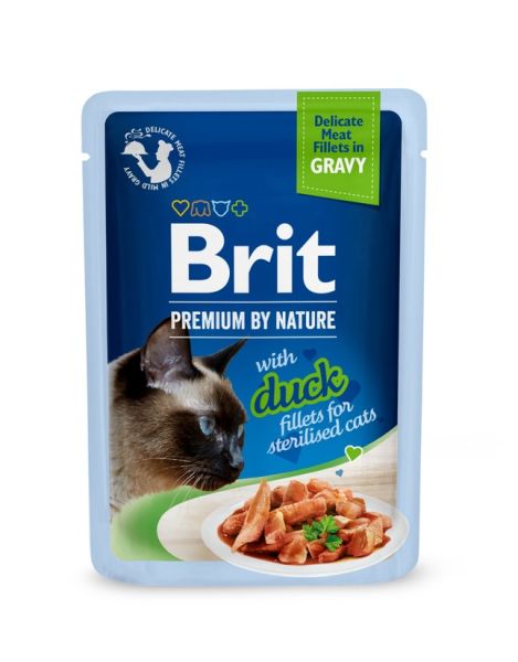 Влажный корм Premium Brit Delicate Fillets для стерилизованных кошек из филе утки в соусе