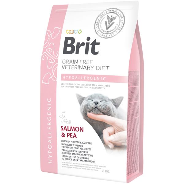 Сухий корм VetDiets Brit Grain Free Hypoallergenic для котів з харчовою алергією та непереносимістю з лососем та горохом
