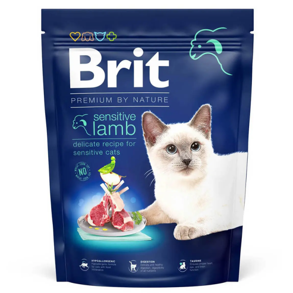 Сухой корм Premium Brit Sensitive для кошек с чувствительным пищеварением с ягненком