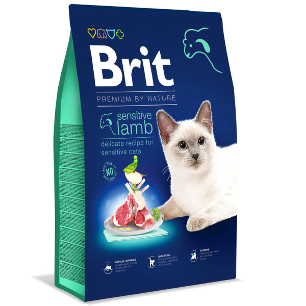 Сухий корм Premium Brit Sensitive для котів із чутливим травленням з ягням