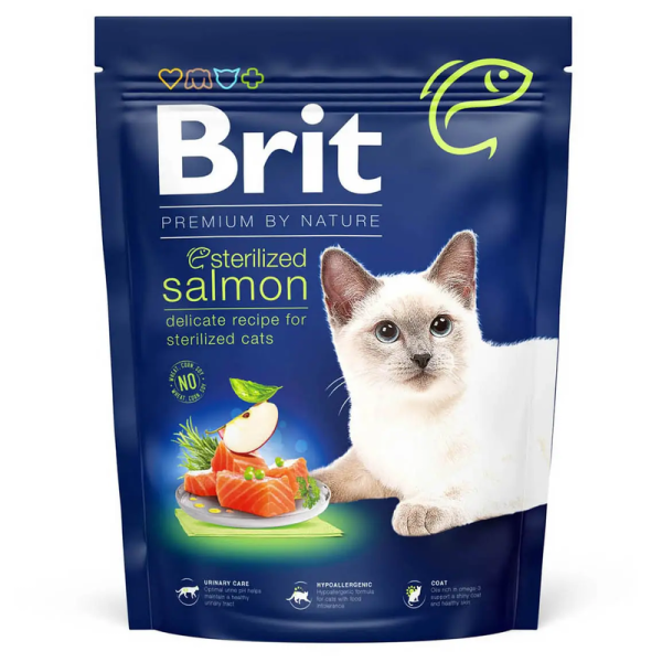 Сухой корм Premium Brit Sterilized для стерилизованных кошек с лососем