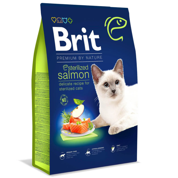 Сухий корм Premium Brit Sterilized для стерилізованих котів з лососем
