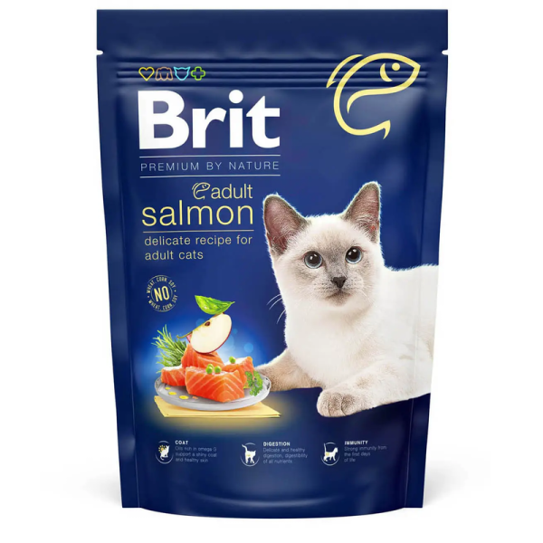 Сухой корм Premium Brit Adult для взрослых кошек с лососем